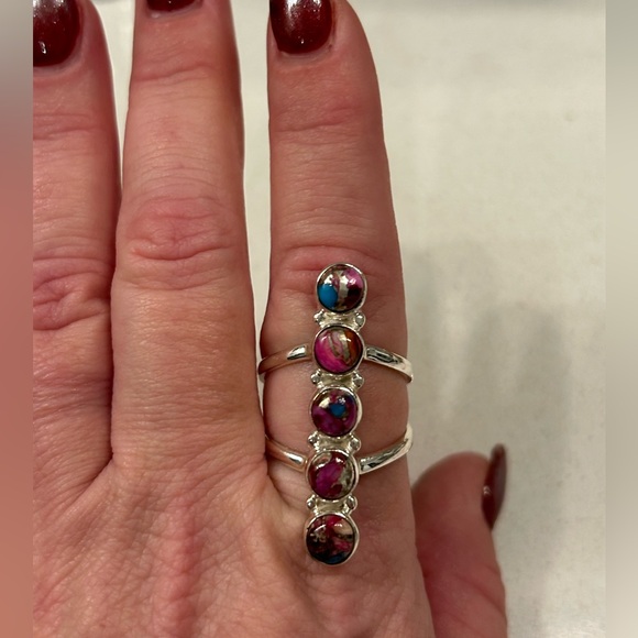 Jewelry - Pink Dahlia on Sterling Silver Size 10